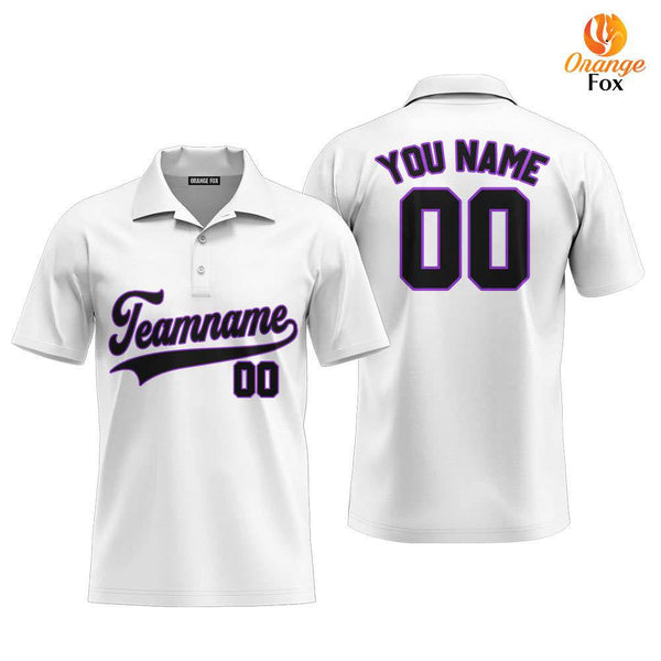 White And Purple Black Custom Polo Shirt For Men