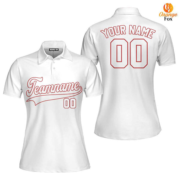 White Black Red Custom Polo Shirt For Women