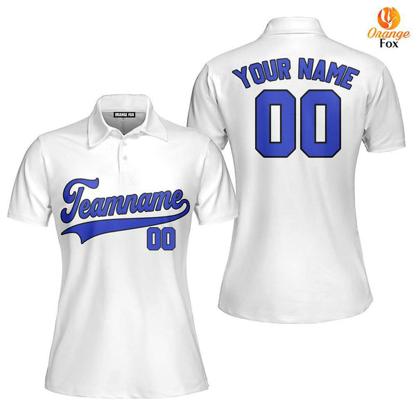 White Blue Black Simple Custom Polo Shirt For Women