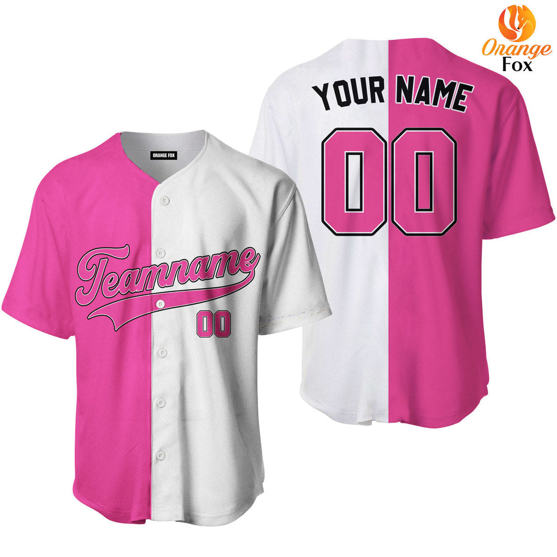White Pink Black Split Custom Name Baseball Jerseys For Men & Women