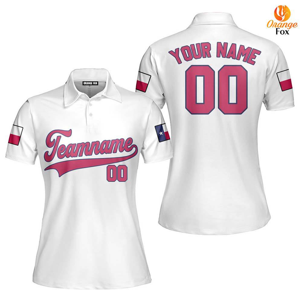 White Pink Blue Custom Polo Shirt For Women