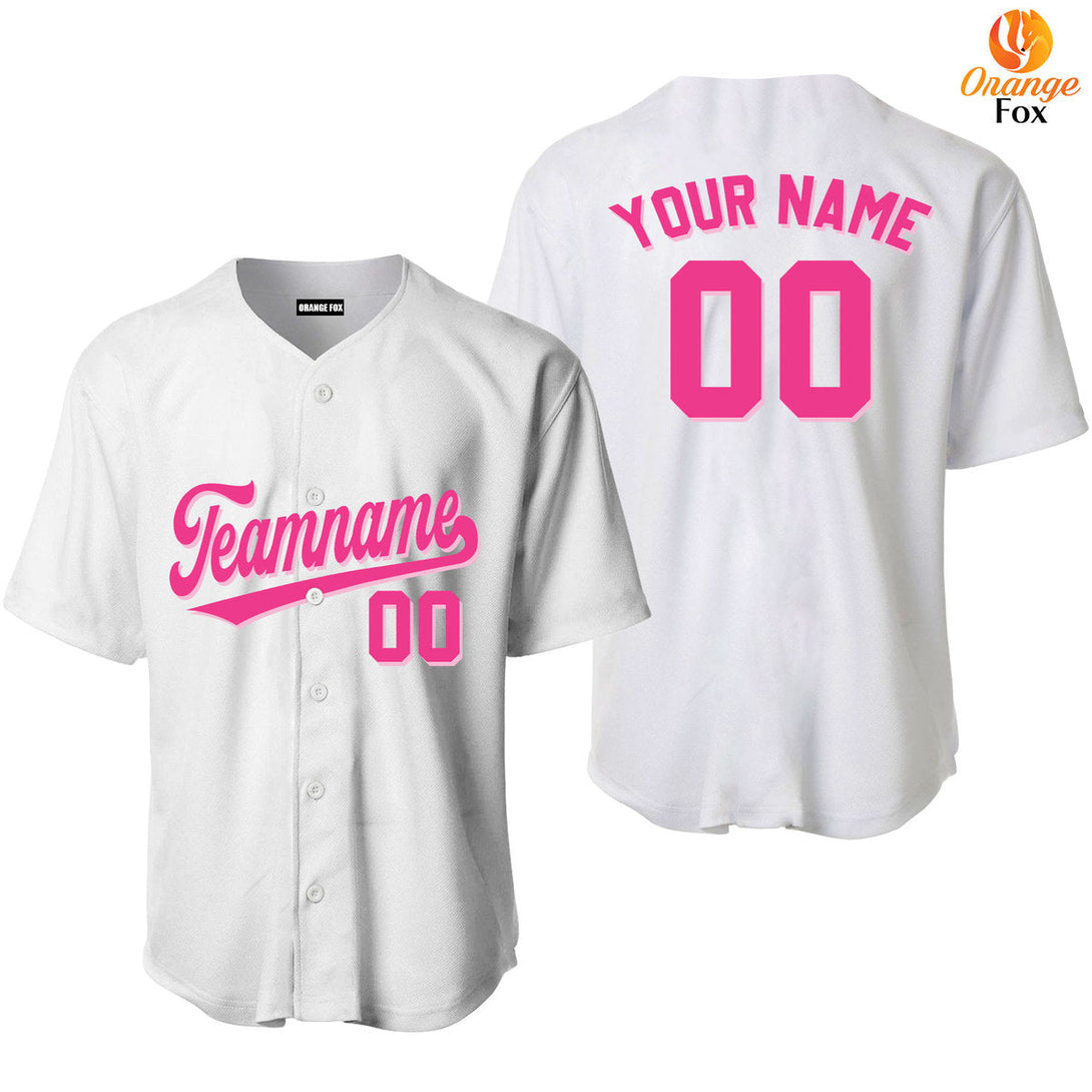 White Pink Custom Name Baseball Jerseys For Men & Women