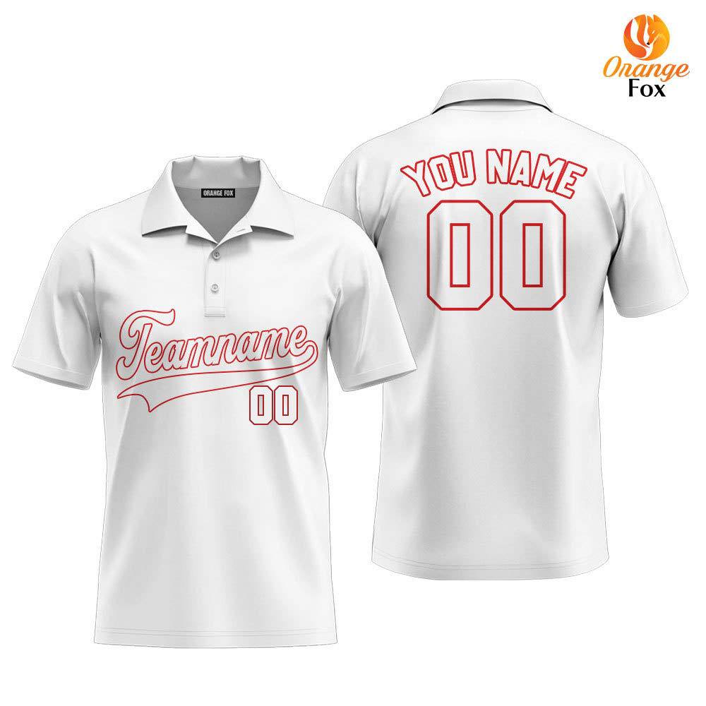 White Red Simple Custom Polo Shirt For Men