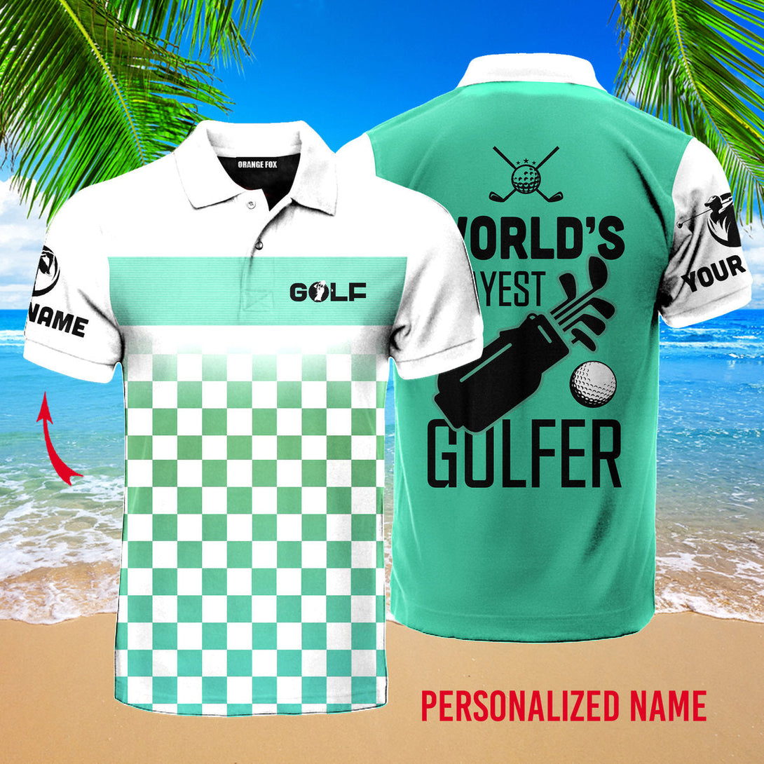 World's Okayest Golfer Golf Custom Name Polo Shirt For Men & Women PN1742