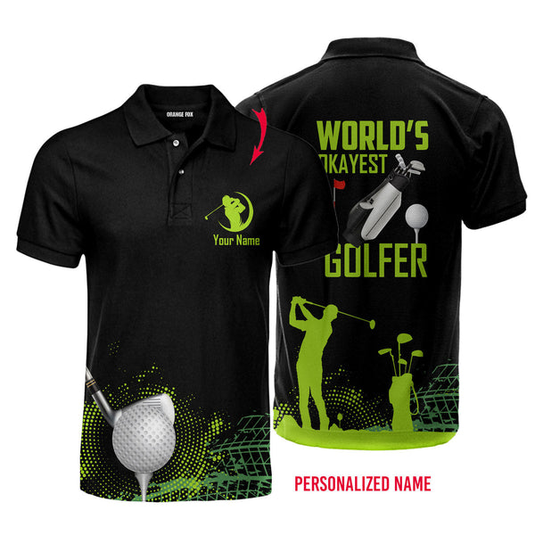 World's Okayest Golfer Golf Lover Custom Name Polo Shirt For Men & Women PN1752