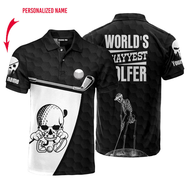 World’s Okayest Golfer Golf Skull Custom Name Polo Shirt For Men & Women PN1750