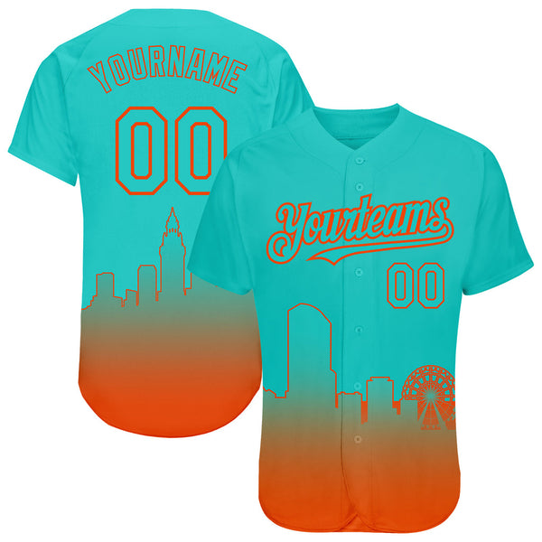 Custom Aqua Orange Miami City Edition Authentic Baseball Jersey 