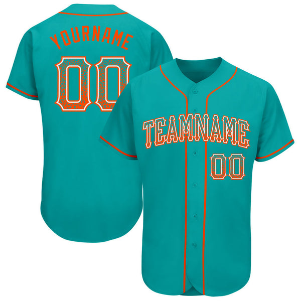 Custom Aqua Orange-White Authentic Baseball Jersey 